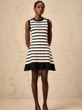 Chic Sleeveless Striped Mini Women Knit Dress