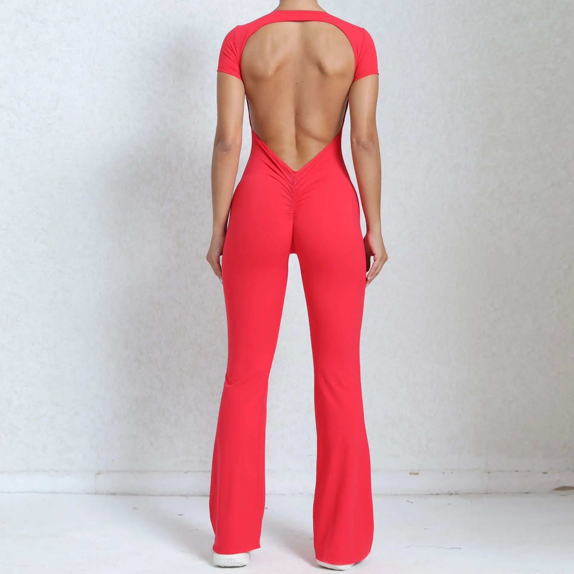 Women Sports Flared Pants Fitness Rompers Stretch Workout Bodysuits Jumpsuit