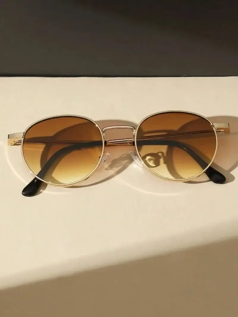 Metal Round Frame Vintage Casual Sunglasses