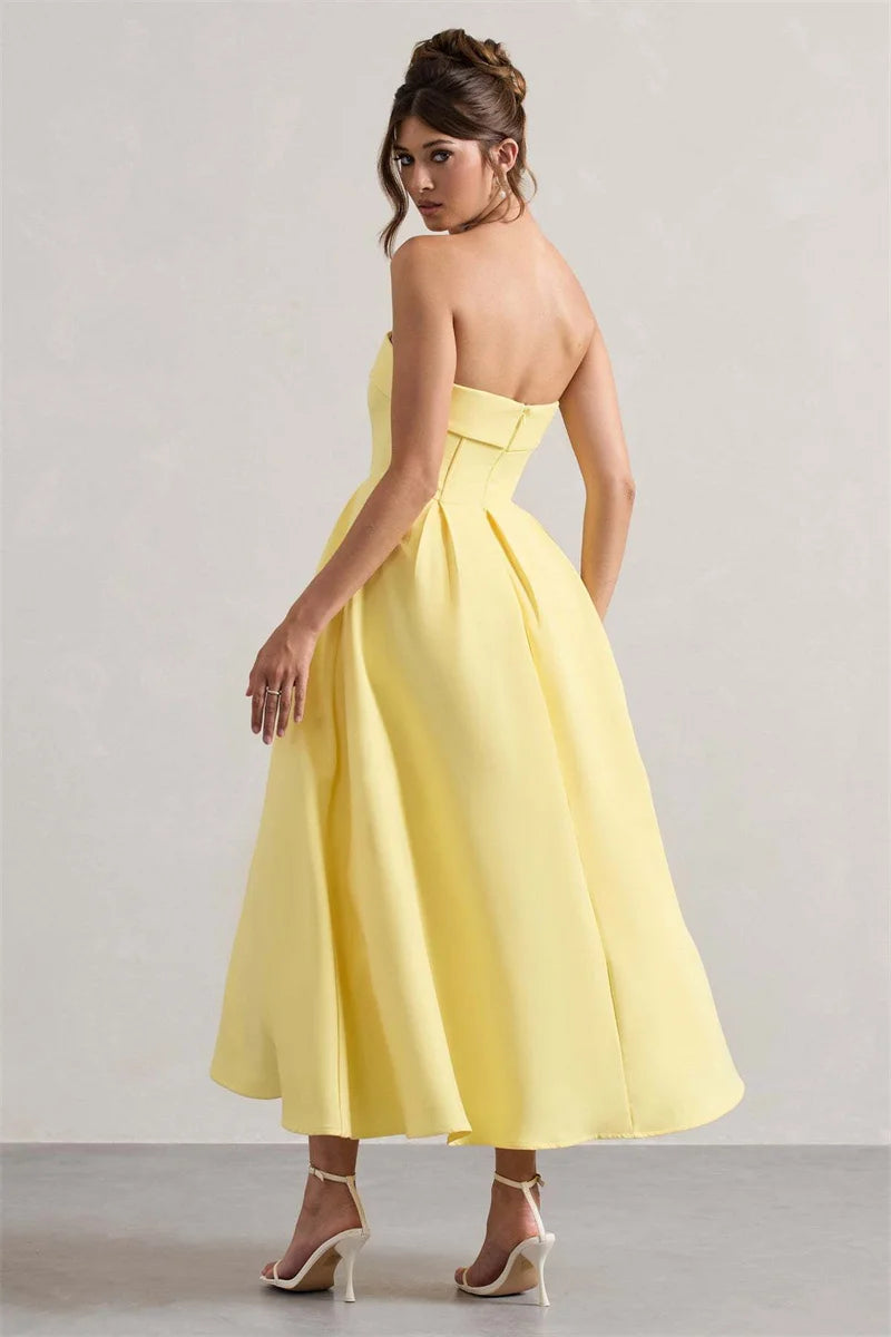 Off-shoulder Strapless Midi Dress Women
