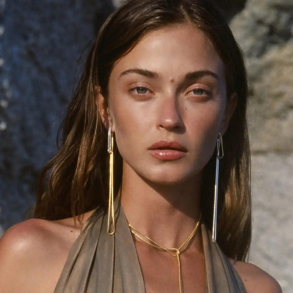 Stainless Steel Tassel Snake Chain Earrings