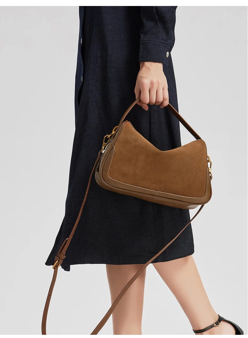 Women’s Suede Genuine Leather Crossbody Bag