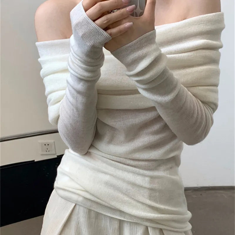 Long Sleeve Off-shoulder Women Sweater