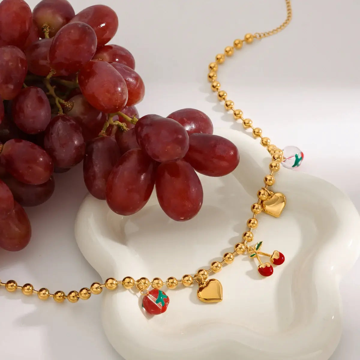 Chubby Love Cherry Pendant Necklace Stainless Steel