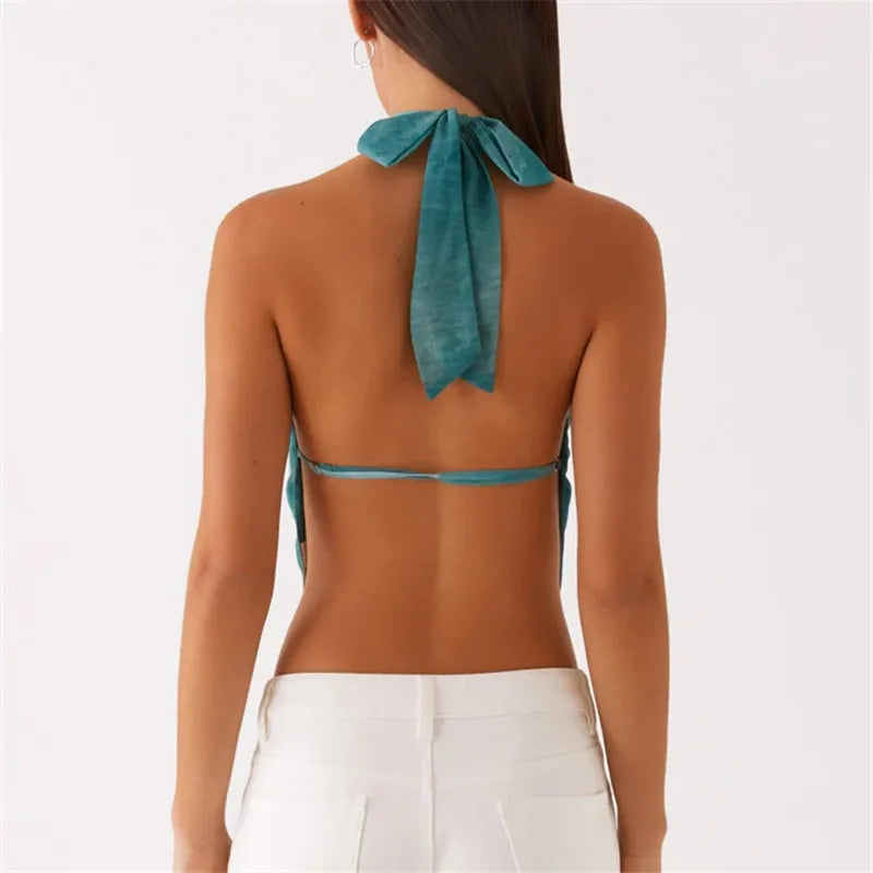 Women Halter Mock Neck Top