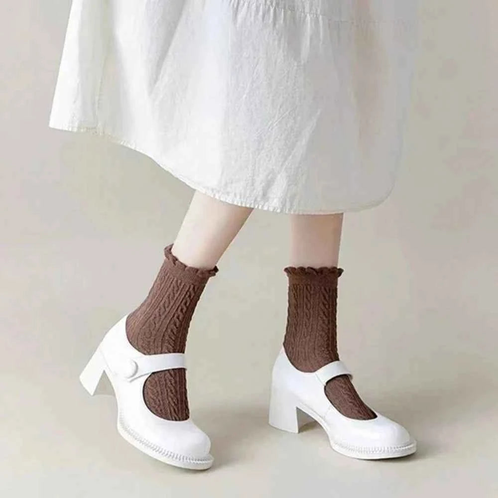 6 Pairs of Knitted Mid Length Stockings for Women's