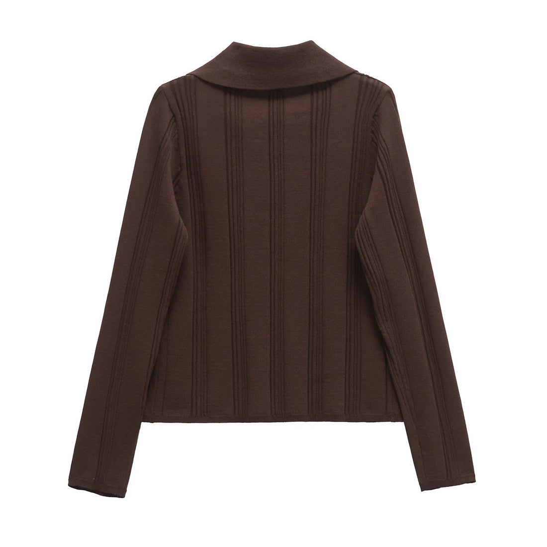 Damen-Strickjacke mit strukturiertem Revers, langärmelig, einreihig 