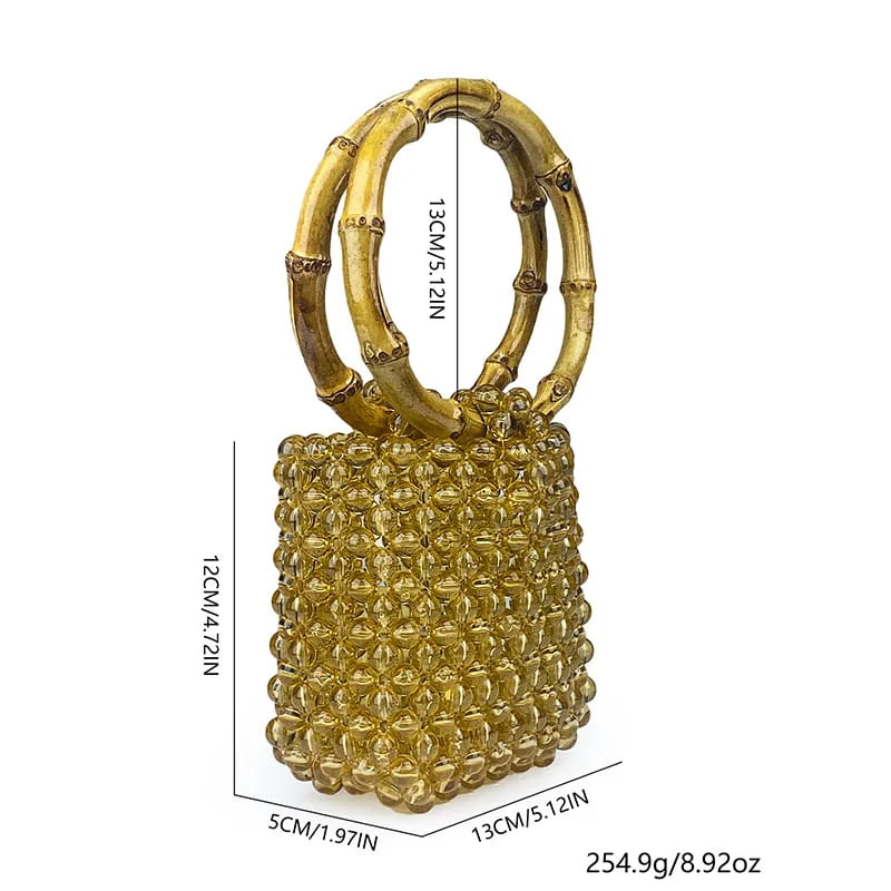 Round Bamboo Handle Handbag and Purse