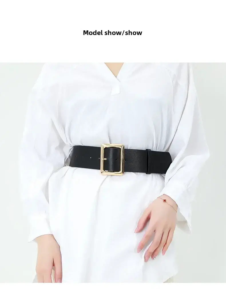 Vintage Large Buckle Fashionable Women’s Wide Belt