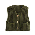 Crop Sweater Women Vest Solid Loose Casual Sweater Vest - Norellé