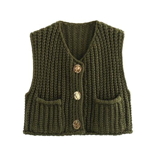 Crop Sweater Women Vest Solid Loose Casual Sweater Vest - Norellé