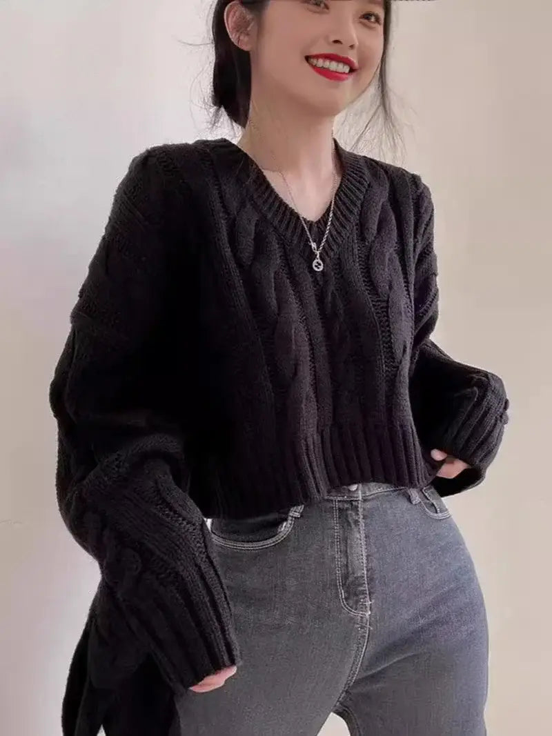 V-neck Short Sweater Casual