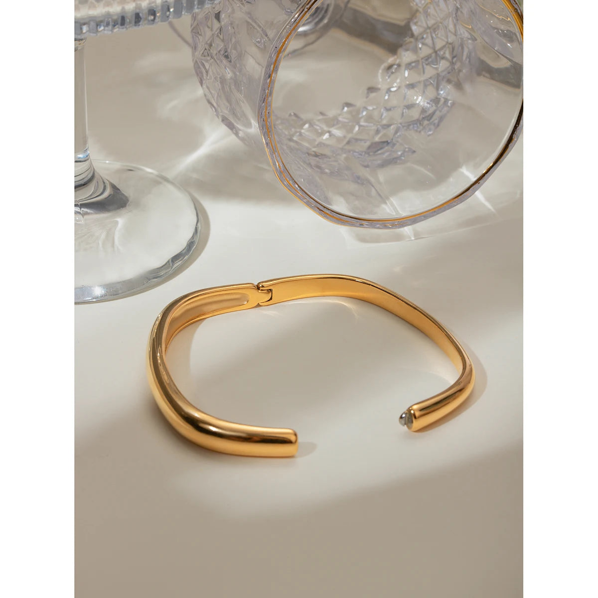 Waterproof Stainless Steel Metal Wide Cuff Bracelet