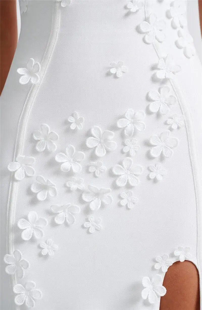 3D Flower Spaghetti Strap Maxi Dress Women