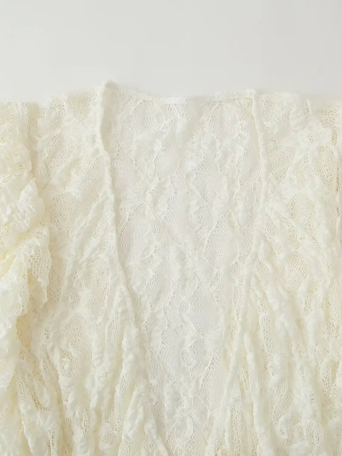 Women Bow Layered Lace Shirt Hollow V-neck