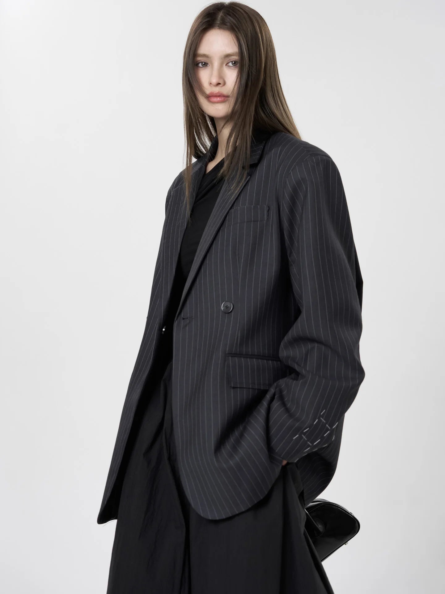 Women's Casual Striped Pocket Decoration Double breasted Loose Jacket - Norellé