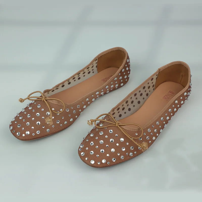 Mesh Embroidery Rhinestone Brand Women’s Ballet Flat Small