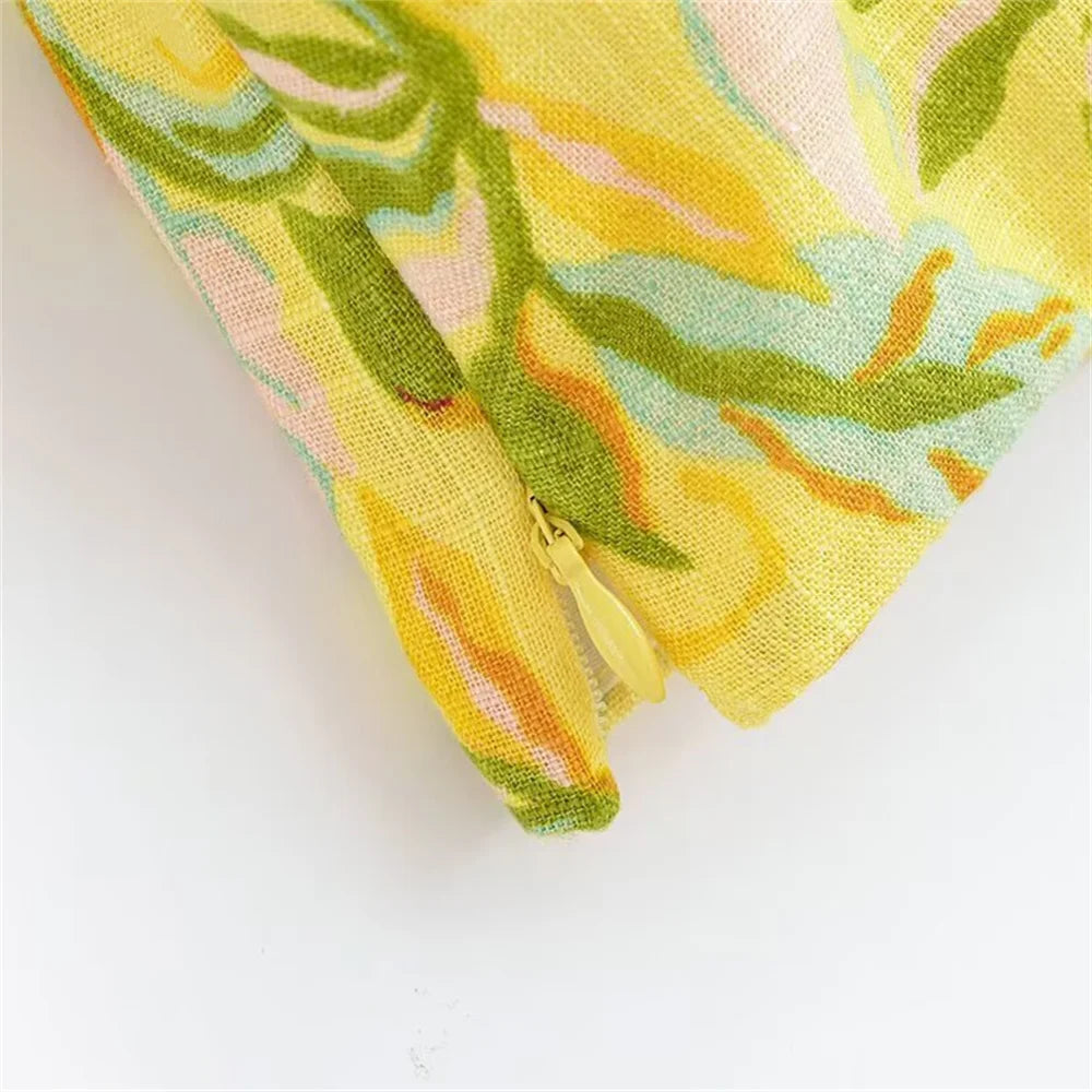 Women’s Strap Fashion Printed Short Top High Waist Long Half Skirt Set