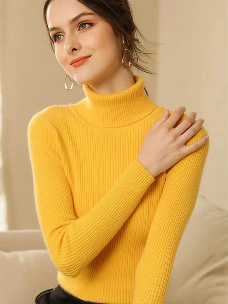 Turtleneck Jumper Woman Knitted Blouse
