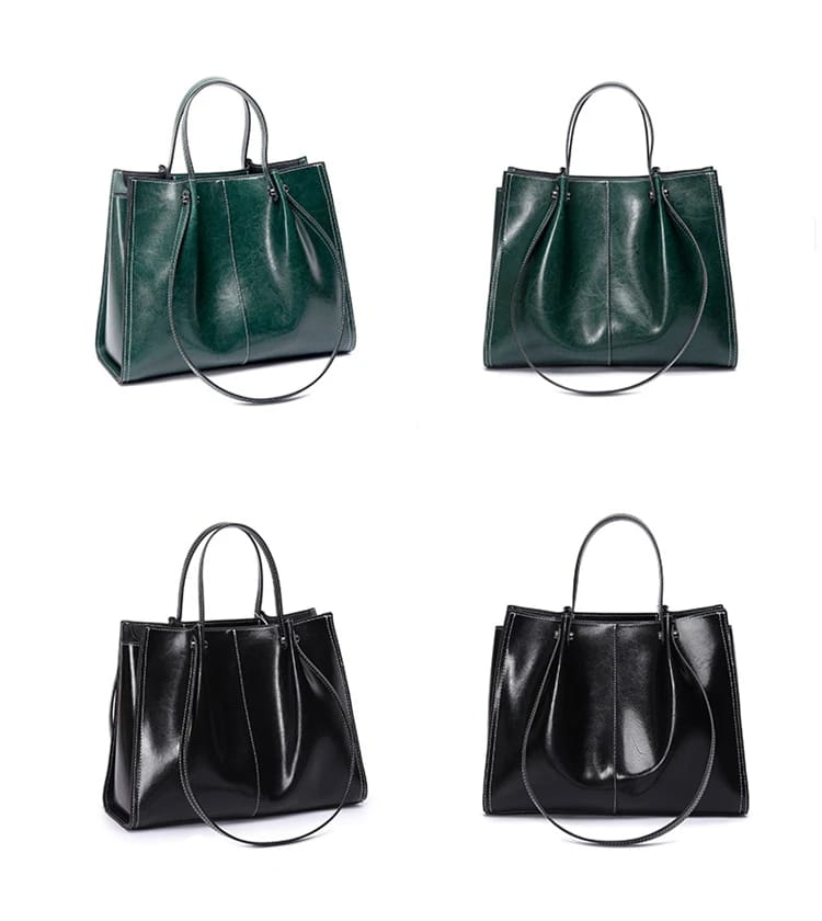 Vintage Genuine Leather Large Shoulder Tote Bag