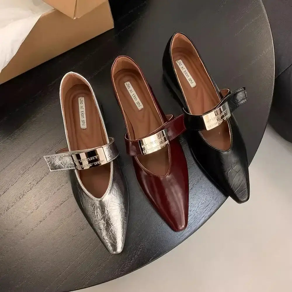 Women’s Retro Pointed Toe Low-Heeled Casual Shoes