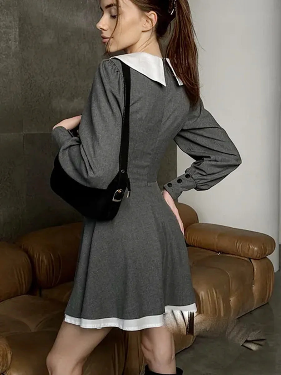 French Doll Collar Splice Mini Dress Women’s