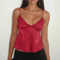 Women's Crop Top Floral Satin Tank Top