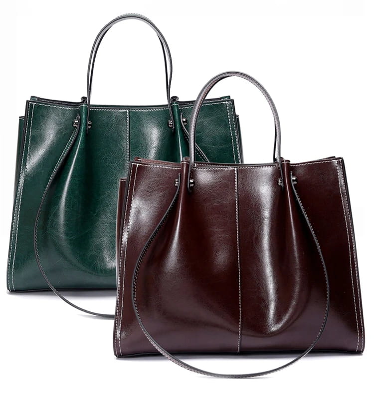 Vintage Genuine Leather Large Shoulder Tote Bag