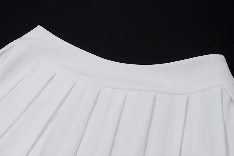 Temperament Elegant Slim Fit Set V-neck Tight Vest Mini Pleated Skirt