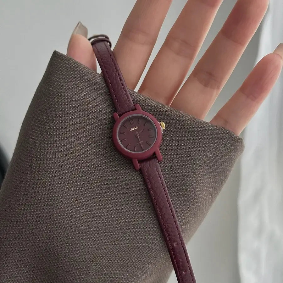 Genuine Leather Women’s Red Retro Watch