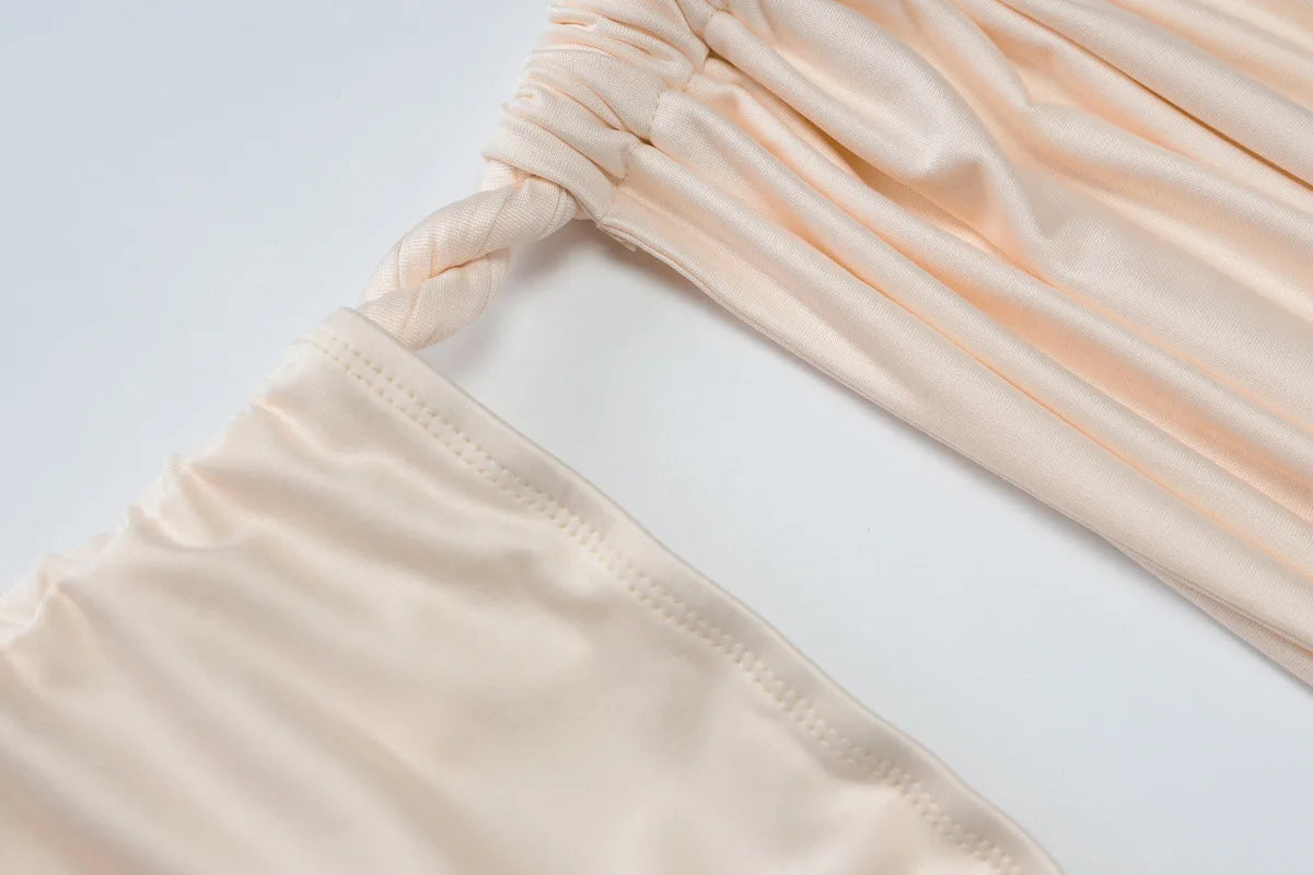 One-shoulder Strapless Tether Ruched Dress