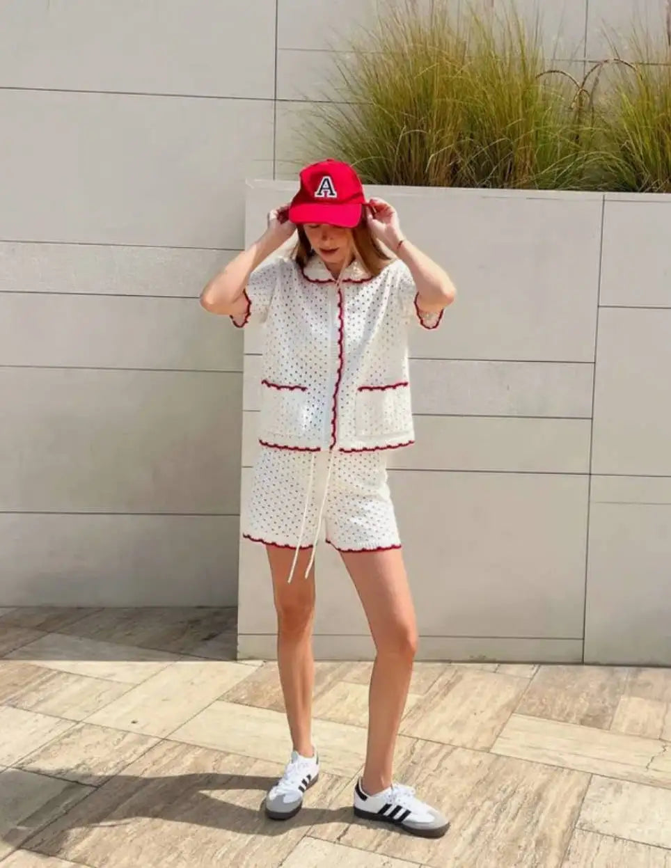 Knitted Suit Women’s Casual Short Sleeve T shirt Set