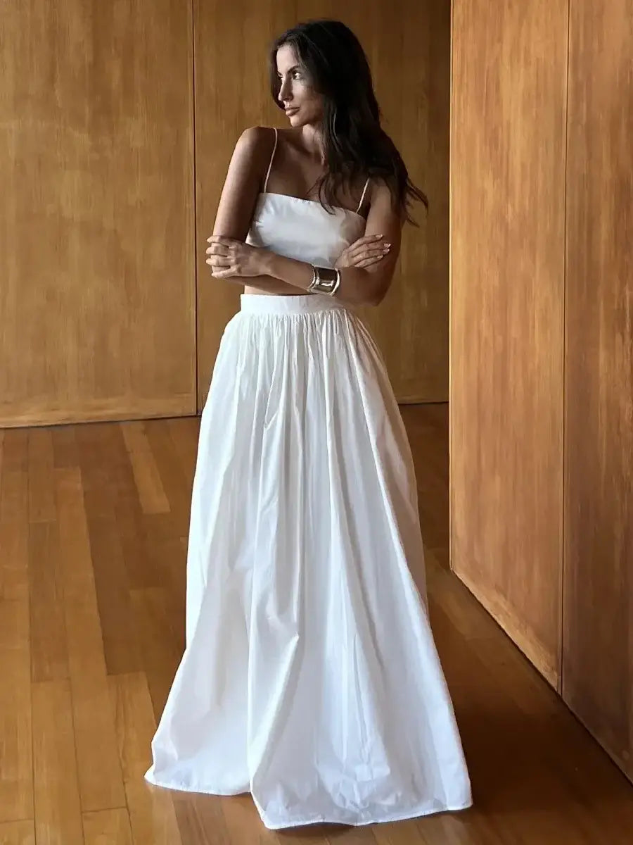 100% Cotton Suspender Underwear Half Long Skirt Set