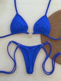 New Solid Color White Bikini Women suit Low Waist Lace-up Fashionable - Norellé