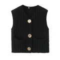 Crop Sweater Women Vest Solid Loose Casual Sweater Vest - Norellé