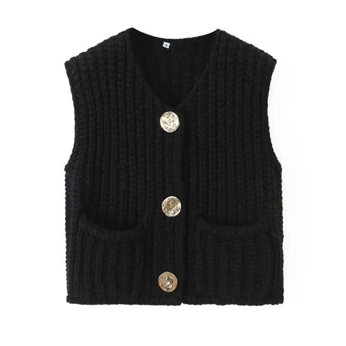 Crop Sweater Women Vest Solid Loose Casual Sweater Vest - Norellé