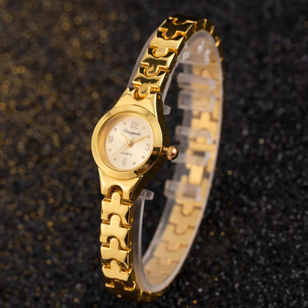 Women Gold Bracelet Quartz Wristwatch for Woman