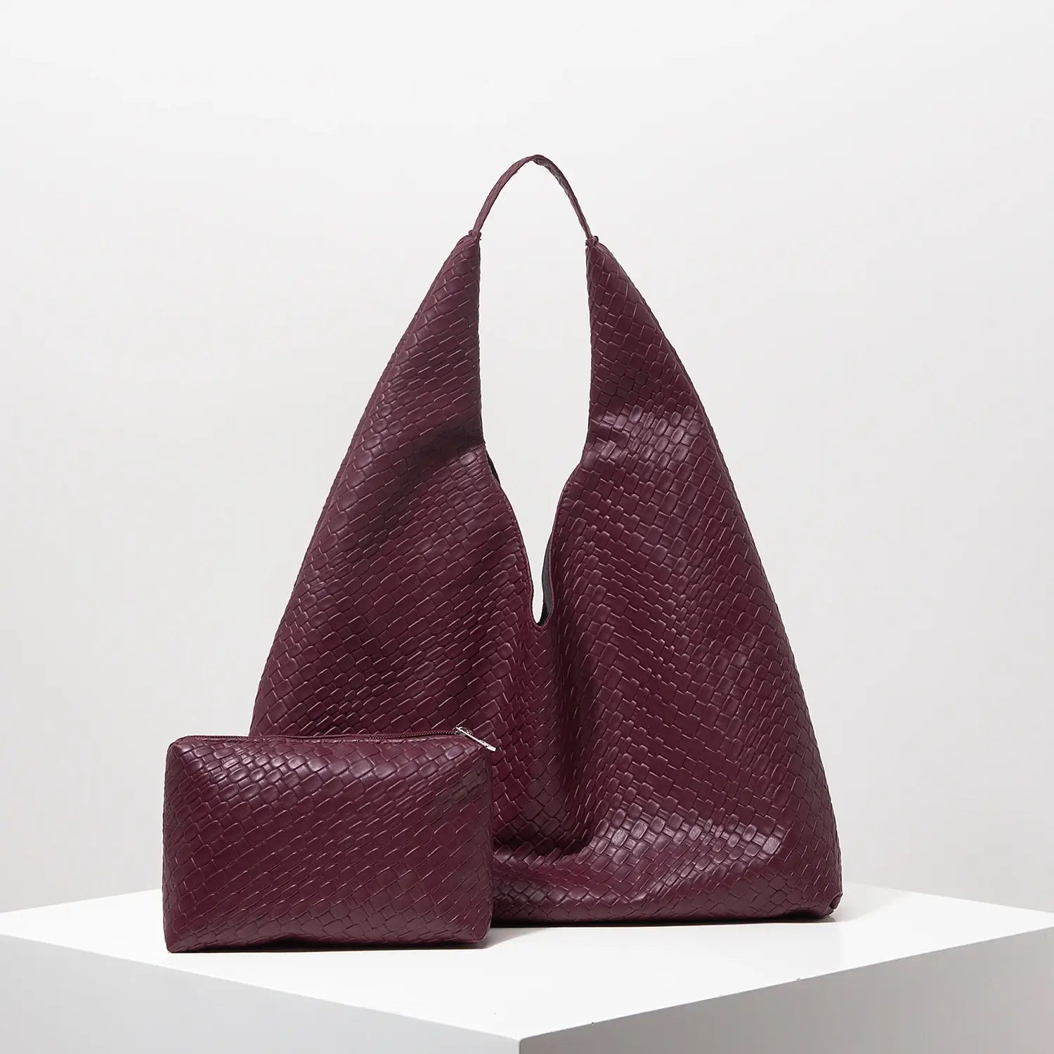 Retro Artificial Leather Woven Pattern Shoulder Bag