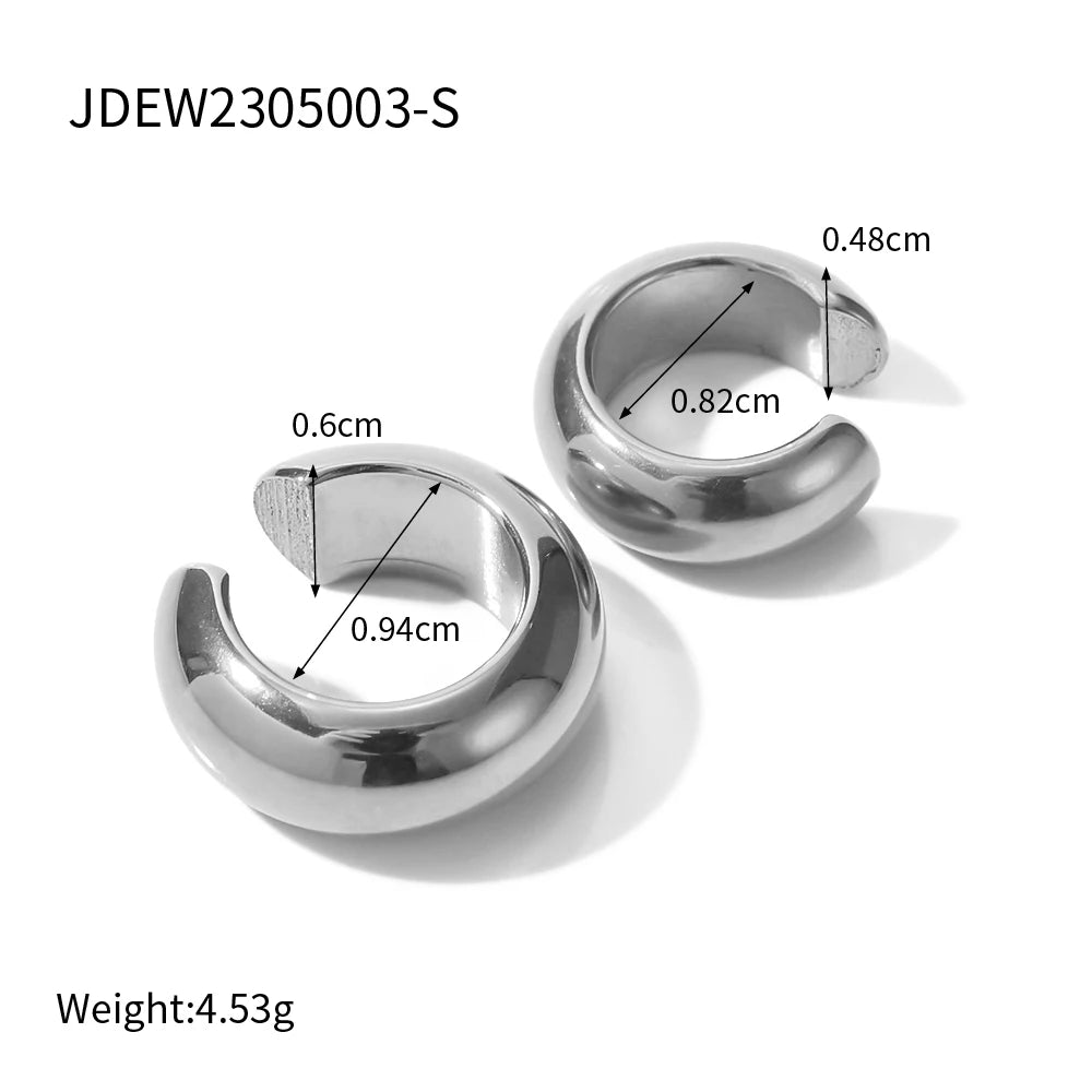 Stainless Steel Chunky Huggie Hoop Earrings