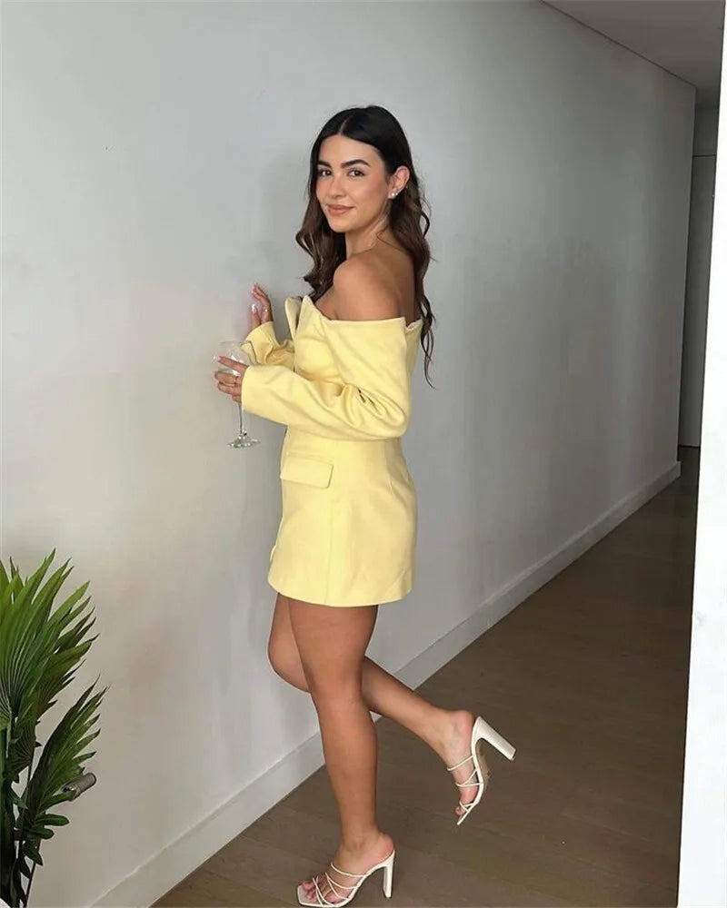Off-shoulder Strapless Blazer Dress For Women