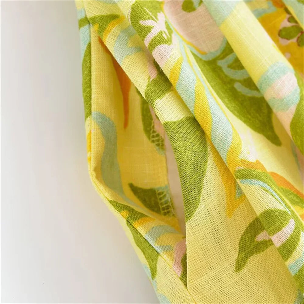 Women’s Strap Fashion Printed Short Top High Waist Long Half Skirt Set