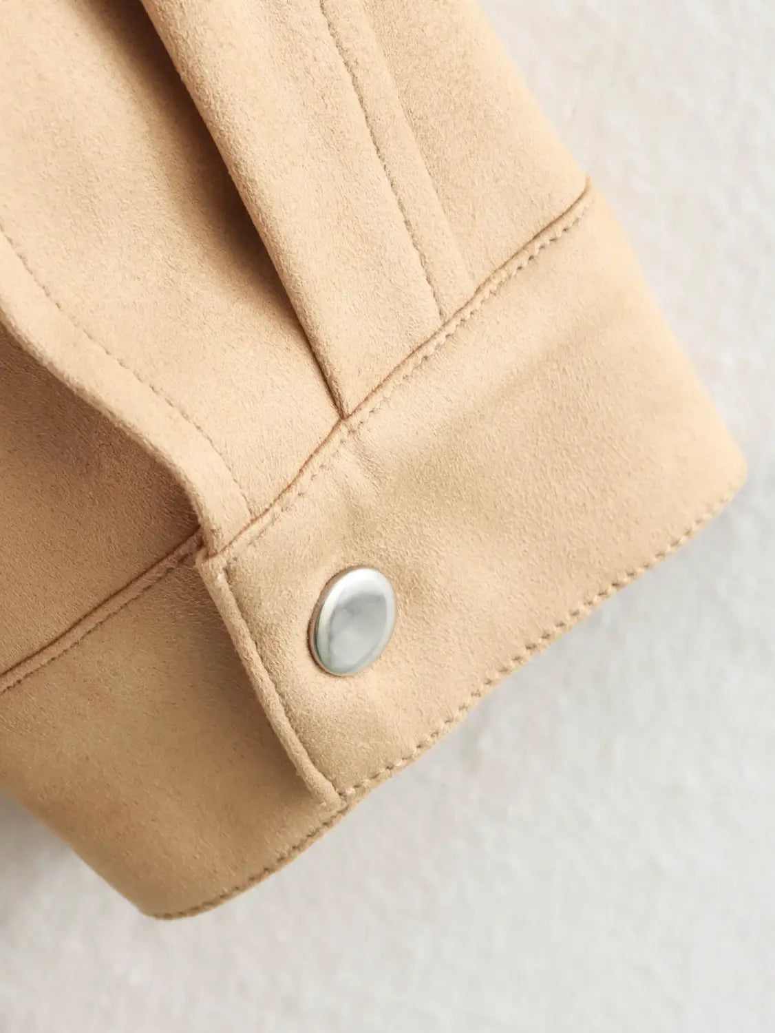 Lapel Contrast Color Large Pocket Mid-length Jacket