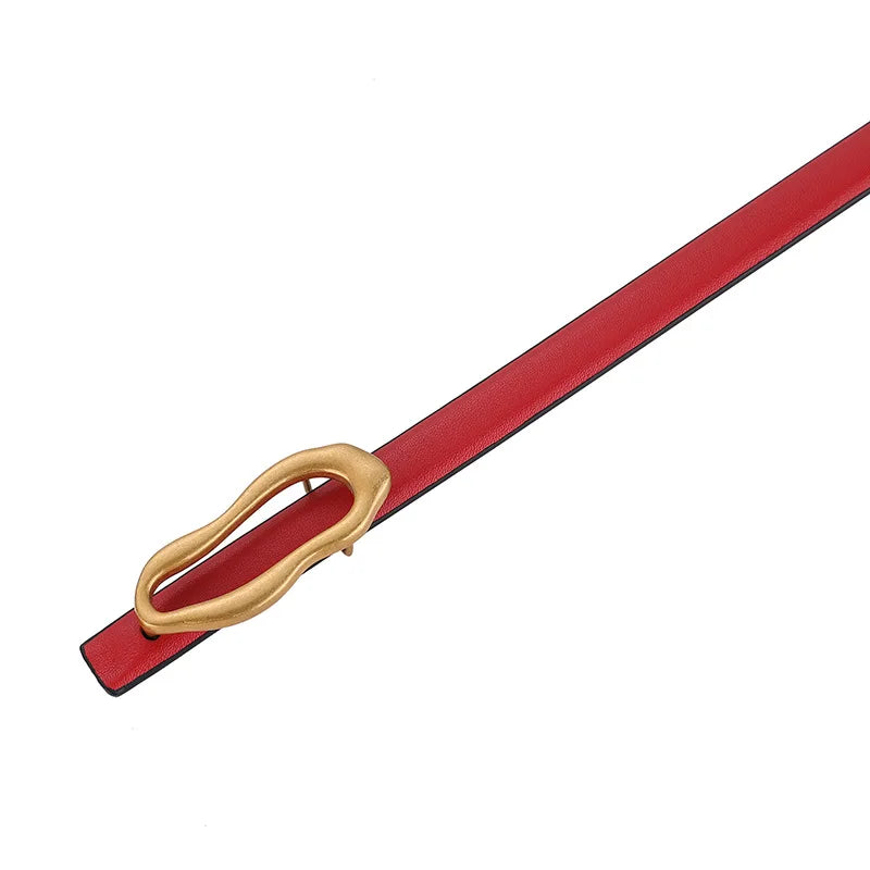Retro Gold Buckle Genuine Leather Belt for Women