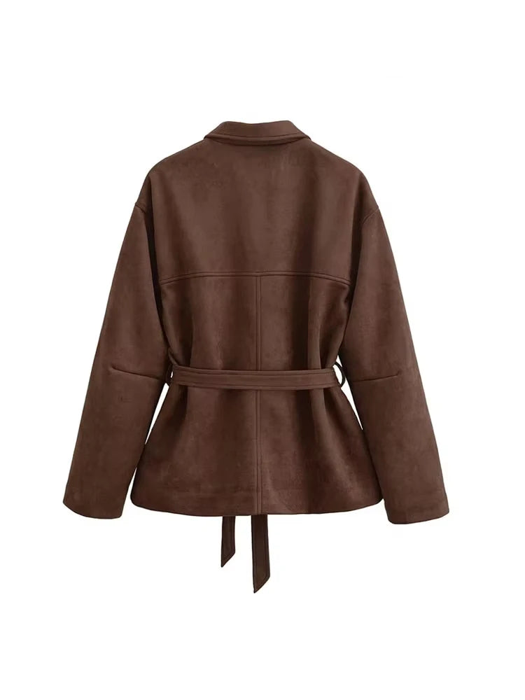Lockere Jacke aus Wildlederimitat für Damen 