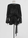 Solid Blouse Mini Dresses For Women V Neck Long Sleeve - Norellé