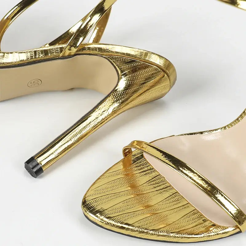 Narrow Band Buckle Strap Pointed Toe Thin High Heels