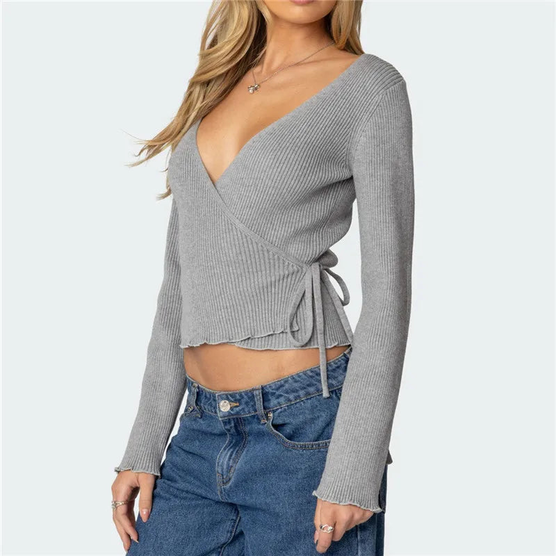 Ballet Wrap Sweaters for Women Long Sleeve