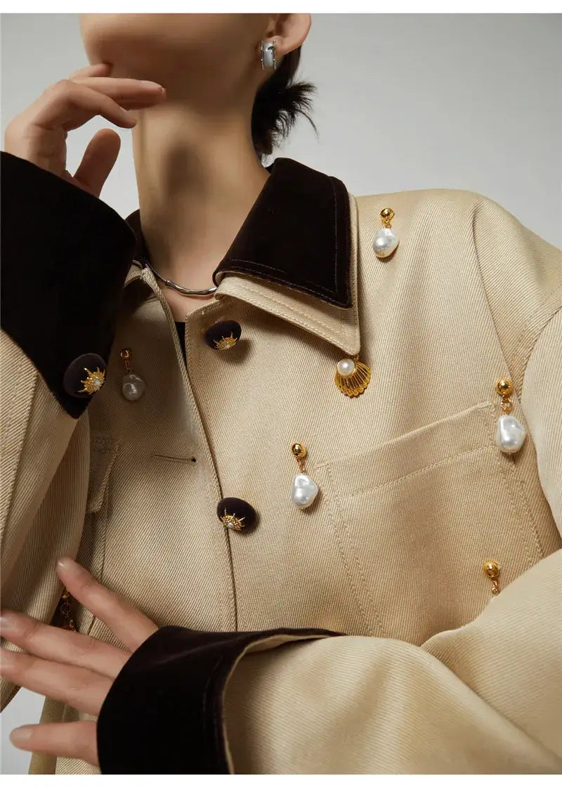 Elegant Women Pearl Embellished Jacket