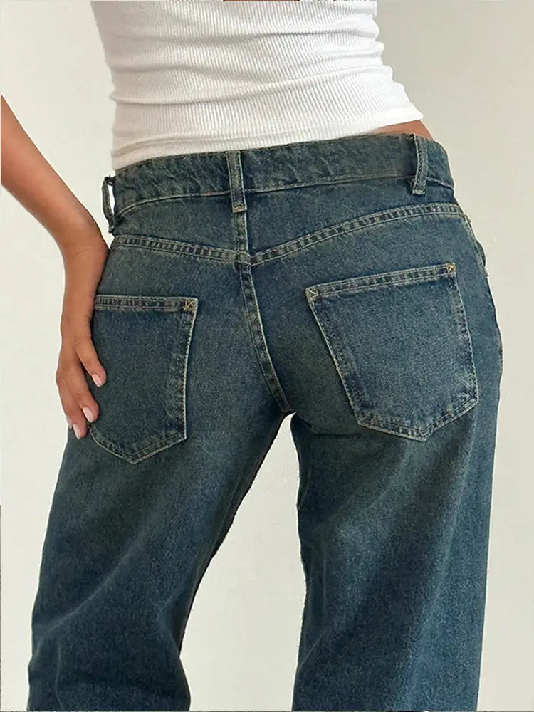 Women Vintage Aesthetic Low Rise Baggy Jeans