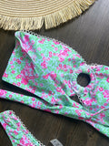 Floral Flowers Bandeau High Leg Cut Bikini Women - Norellé